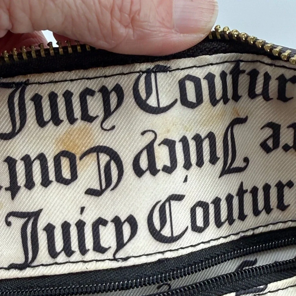 Juicy Couture Pink Velour Black Trim Satchel Crossbody Dome Satchell Bag‎